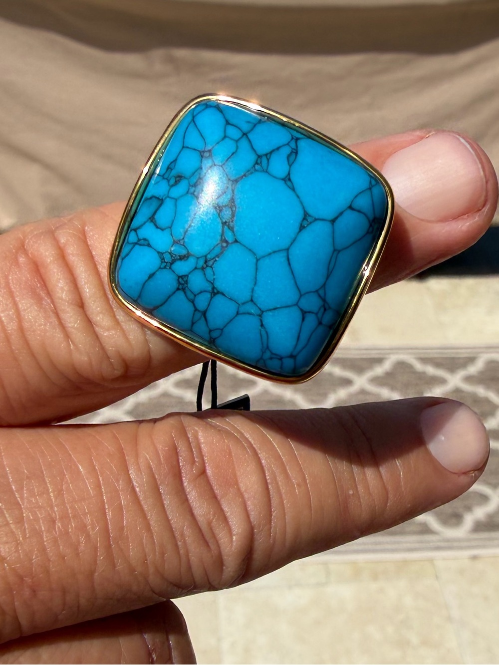 Talidara Designer Turquoise Square Statement Ring - Women Jewelry Size 7 NWT